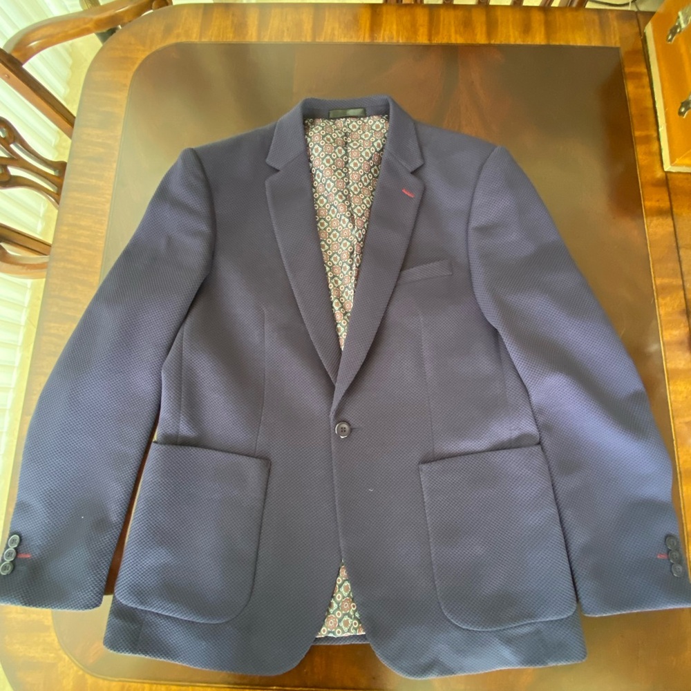 Platino Mann Navy Man’s Dress Blazer with Patch Pockets Sz L Limited Collection